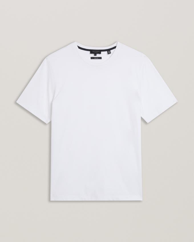 T-Shirt Ted Baker Short Sleeve Regular Fit Plain Blanche Homme | GHL-09886439